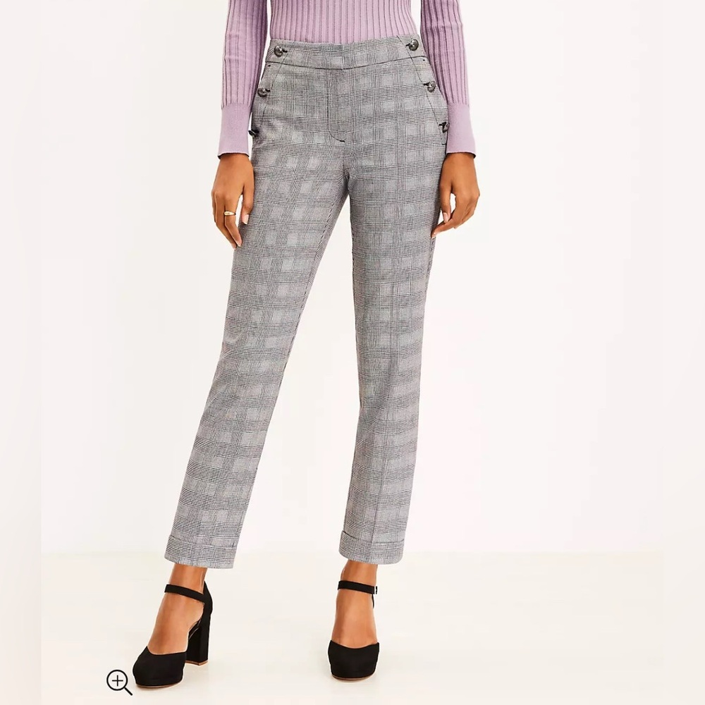 Loft -Petite Slim Sailor Pants in Plaid -12 Petite